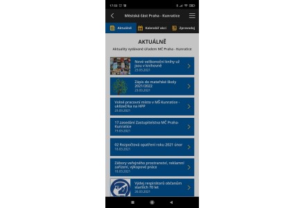 Aktuálně - snímek mobilní aplikace